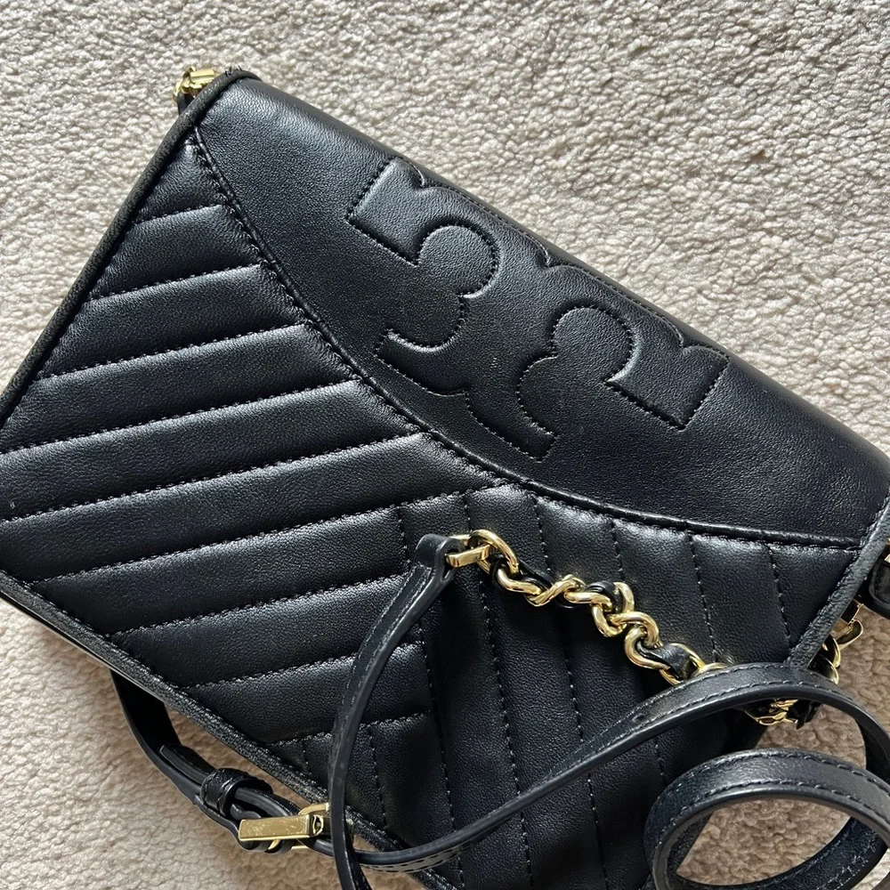 Tory Burch Black Quilted Leather Chain Crossbody